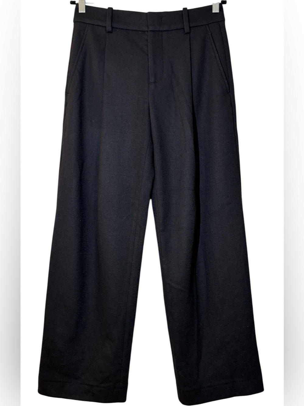 Vince 100% WOOL Black Pleated Wide-Leg Trouser Pants Size 4 Fallcore Old Money
